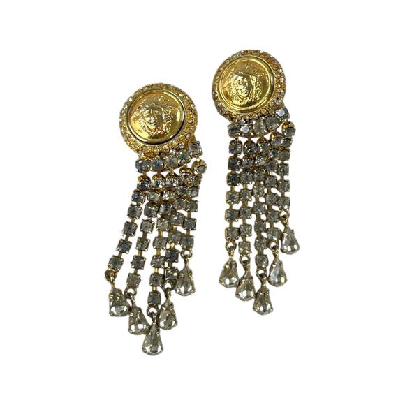 Versace Vintage Medusa Rhinestone Earrings - Picture 1 of 5